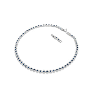 Una Angelic Tennis necklace, Round cut, Blue, Rhodium plated