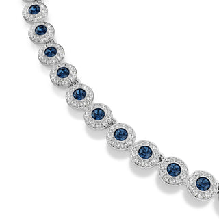 Una Angelic Tennis necklace, Round cut, Blue, Rhodium plated