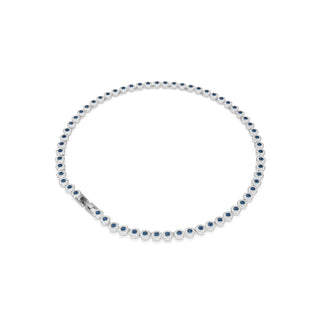Una Angelic Tennis necklace, Round cut, Blue, Rhodium plated