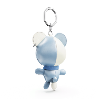 Teddy bag charm, Bear, Blue, Rhodium plated