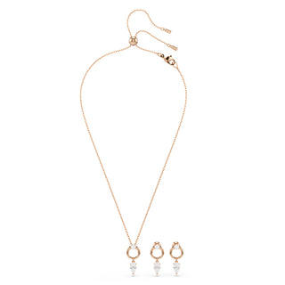 Mesmera set Pear cut, Round cut, White, Rose gold-tone plated