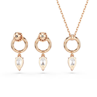 Mesmera set Pear cut, Round cut, White, Rose gold-tone plated
