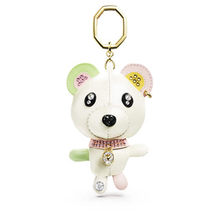 Teddy bag charm, Bear, Multicolored, Gold-tone plated