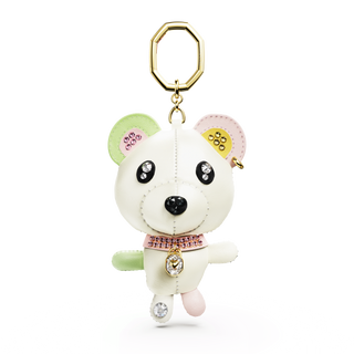 Teddy bag charm, Bear, Multicolored, Gold-tone plated