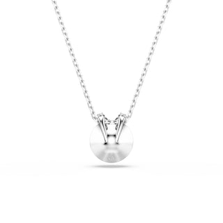 Bella V pendant Round cut, Pink, Rhodium plated