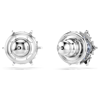 Magic stud earrings, Snowflake, Blue, Rhodium plated