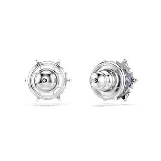 Magic stud earrings, Snowflake, Blue, Rhodium plated