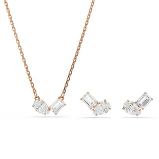 Mesmera set Pear cut, Octagon cut, White, Rose gold-tone plated