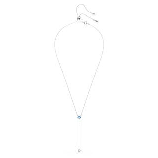 Stilla Attract Y necklace Round cut, Blue, Rhodium plated
