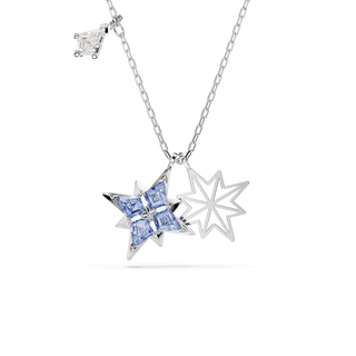Symbolica pendant, Star, Blue, Rhodium plated