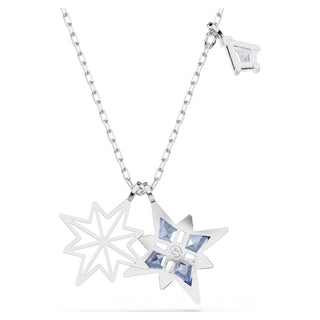 Symbolica pendant, Star, Blue, Rhodium plated