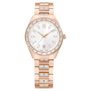 Matrix date watch, Swiss Made, Metal bracelet, Rose gold tone, Rose gold-tone finish