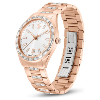 Matrix date watch, Swiss Made, Metal bracelet, Rose gold tone, Rose gold-tone finish