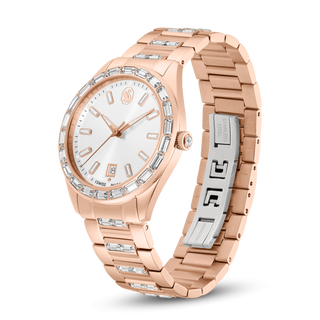 Matrix date watch, Swiss Made, Metal bracelet, Rose gold tone, Rose gold-tone finish