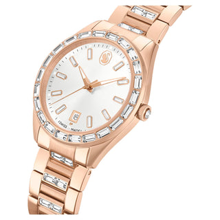 Matrix date watch, Swiss Made, Metal bracelet, Rose gold tone, Rose gold-tone finish