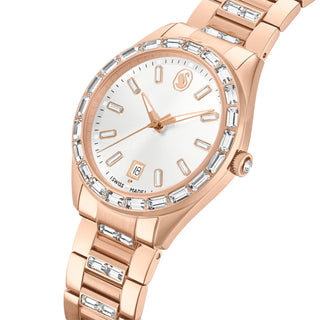 Matrix date watch, Swiss Made, Metal bracelet, Rose gold tone, Rose gold-tone finish