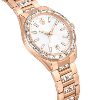 Matrix date watch, Swiss Made, Metal bracelet, Rose gold tone, Rose gold-tone finish