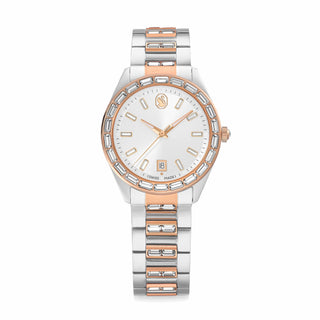 Matrix date watch, Swiss Made, Metal bracelet, Rose gold tone, Mixed metal finish