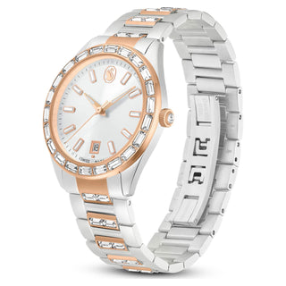 Matrix date watch, Swiss Made, Metal bracelet, Rose gold tone, Mixed metal finish