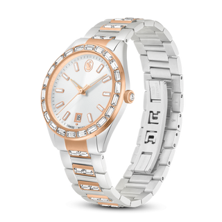 Matrix date watch, Swiss Made, Metal bracelet, Rose gold tone, Mixed metal finish