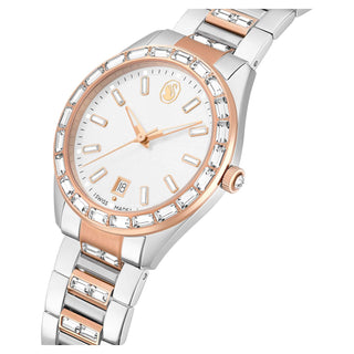 Matrix date watch, Swiss Made, Metal bracelet, Rose gold tone, Mixed metal finish