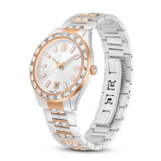 Matrix date watch, Swiss Made, Metal bracelet, Rose gold tone, Mixed metal finish
