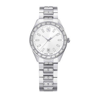 Matrix date watch, Swiss Made, Metal bracelet, Silver tone, Stainless steel