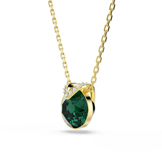 Bella V pendant Round cut, Green, Gold-tone plated