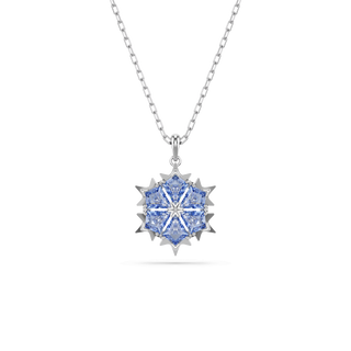 Magic pendant, Snowflake, Blue, Rhodium plated