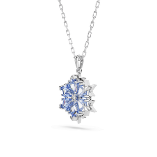 Magic pendant, Snowflake, Blue, Rhodium plated