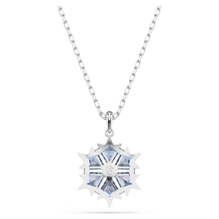Magic pendant, Snowflake, Blue, Rhodium plated