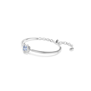 Symbolica bangle, Round cut, Pavé, Horse shoe, Blue, Rhodium plated