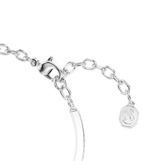 Symbolica bangle, Round cut, Pavé, Horse shoe, Blue, Rhodium plated