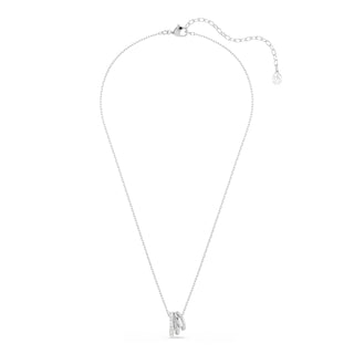 Hyperbola pendant, Round cut, White, Rhodium plated