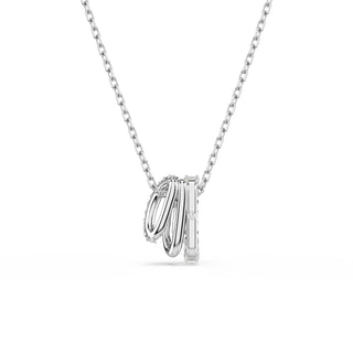 Hyperbola pendant, Round cut, White, Rhodium plated