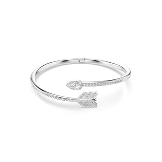 Idyllia bangle, Mixed cuts, Arrow, White, Rhodium plated
