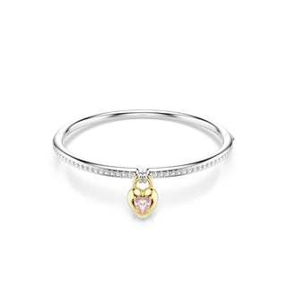 Idyllia bangle, Mixed cuts, Heart, Pink, Mixed metal finish