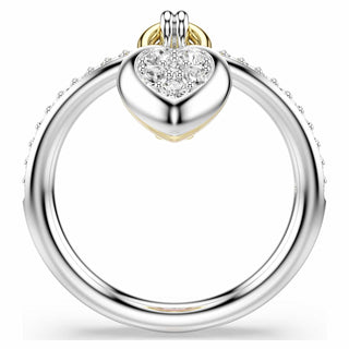 Idyllia motif ring, Mixed cuts, Heart, Pink, Mixed metal finish