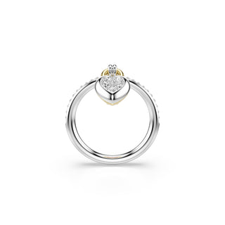 Idyllia motif ring, Mixed cuts, Heart, Pink, Mixed metal finish