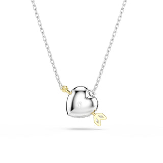 Idyllia pendant, Mixed cuts, Heart, White, Mixed metal finish