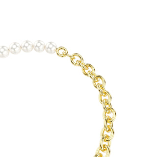 Idyllia bracelet, Crystal pearl, White, Gold-tone plated