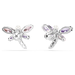 Ariana Grande x Swarovski stud earrings, Mixed cuts, Dragonfly, Multicolored, Rhodium plated