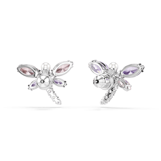 Ariana Grande x Swarovski stud earrings, Mixed cuts, Dragonfly, Multicolored, Rhodium plated