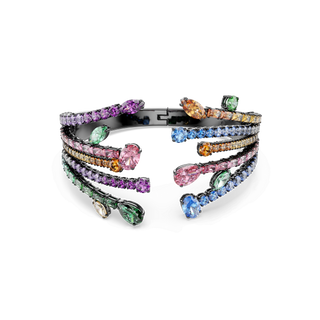 Matrix bangle, Mixed cuts, Bouquet, Multicolored, Ruthenium plated