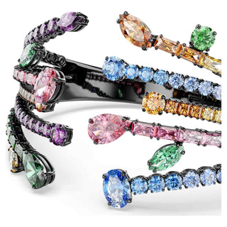 Matrix bangle, Mixed cuts, Bouquet, Multicolored, Ruthenium plated