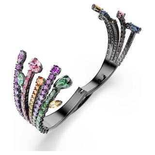 Matrix bangle, Mixed cuts, Bouquet, Multicolored, Ruthenium plated