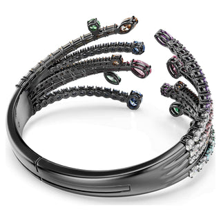 Matrix bangle, Mixed cuts, Bouquet, Multicolored, Ruthenium plated