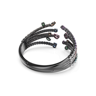Matrix bangle, Mixed cuts, Bouquet, Multicolored, Ruthenium plated