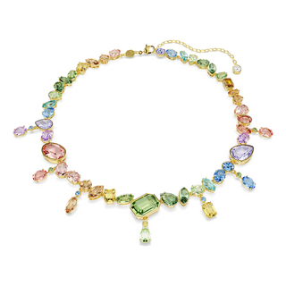 Gema necklace, Mixed cuts, Dangling crystals, Multicolored, Gold-tone plated
