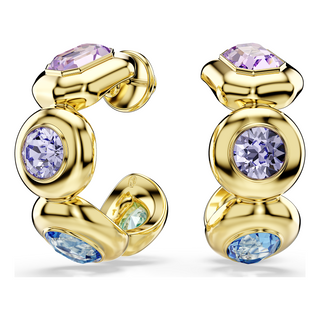 Gema hoop earrings, Mixed cuts, Multicolored, Gold-tone plated